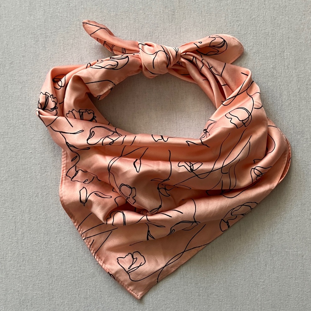 Floral Peach Silk Scarf